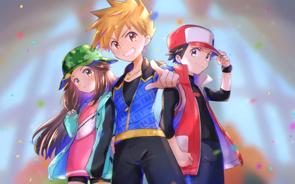 smile Leaf (Pokémon) Blue (Pokémon) Red (Pokémon) Pokemon video game Pokémon Masters HD Desktop Wallpaper | Background Image