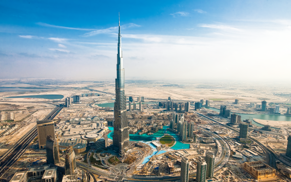Man Made Dubai Cities United Arab Emirates Architecture City Cityscape Aerial Panorama Building Skyscraper HD Wallpaper | Background Image