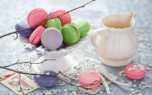 jug cookie still life dessert food macaron HD Desktop Wallpaper | Background Image