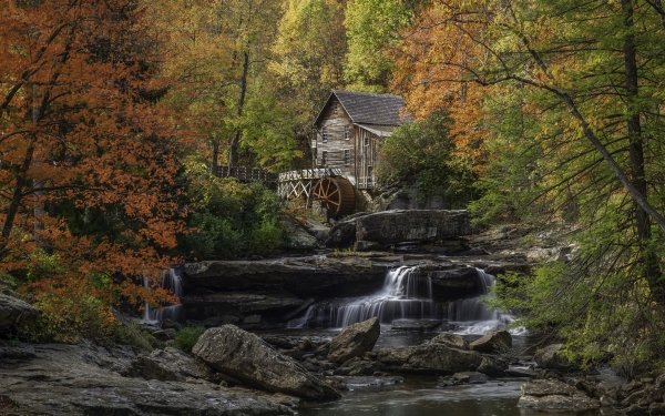 Man Made Watermill River Waterfall HD Wallpaper | Background Image