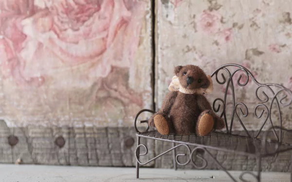 teddy bear toy bench man made stuffed animal HD Desktop Wallpaper | Background Image