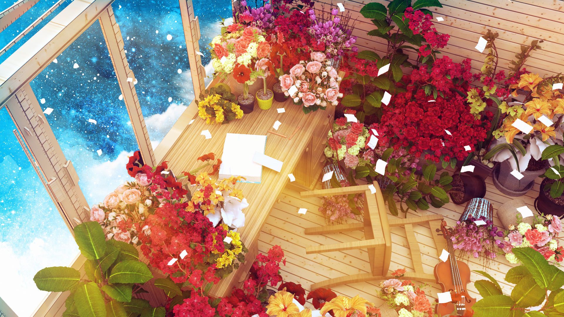 Anime Flowers HD Wallpaper | Background Image