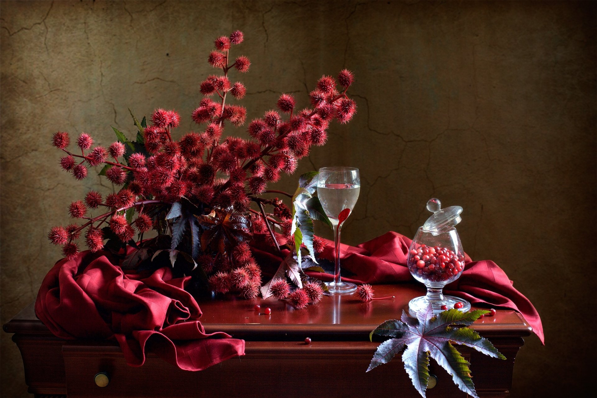 Download Bouquet Cranberry Table Glass Berry Photography Still Life HD Wallpaper