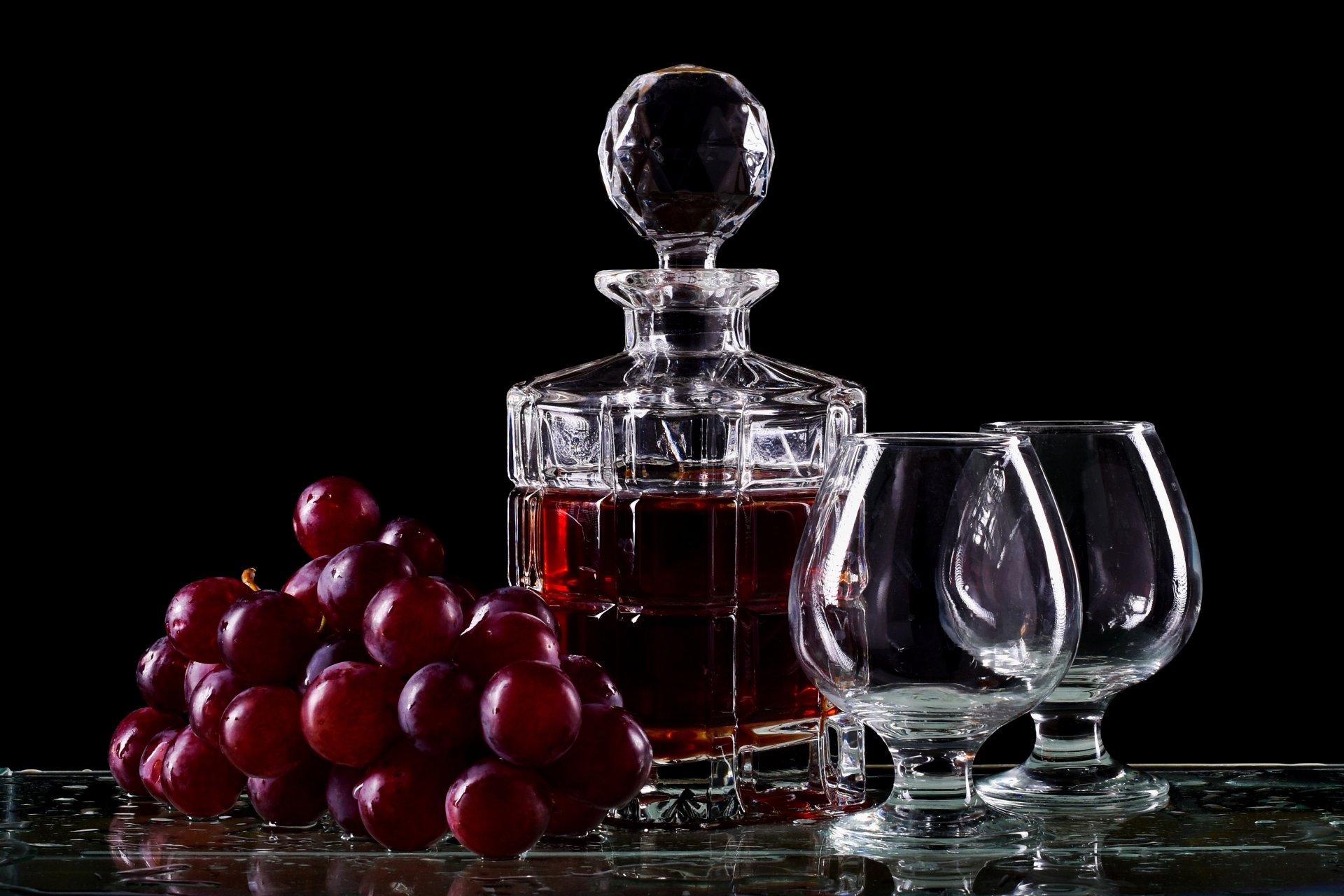 Download Carafe Alcohol Grapes Glass Food Wine 4k Ultra HD Wallpaper
