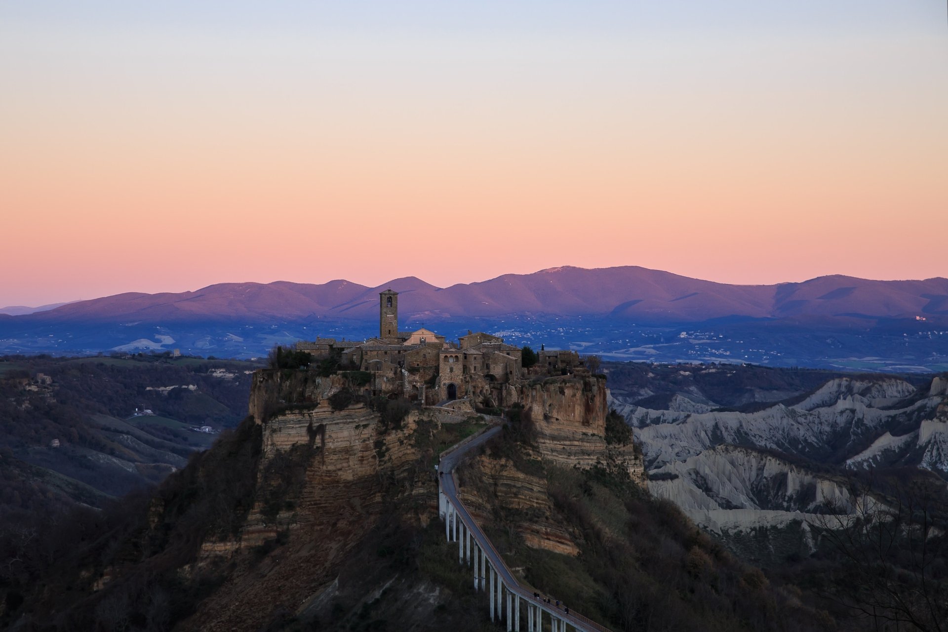 Download Civita Di Bagnoregio Tower Fortress Italy Mountain Man Made Village HD Wallpaper