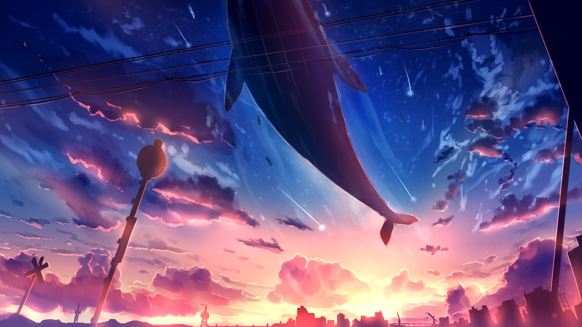 Download Cloud Sky Whale Anime Animal Sky Anime HD Wallpaper by LDM