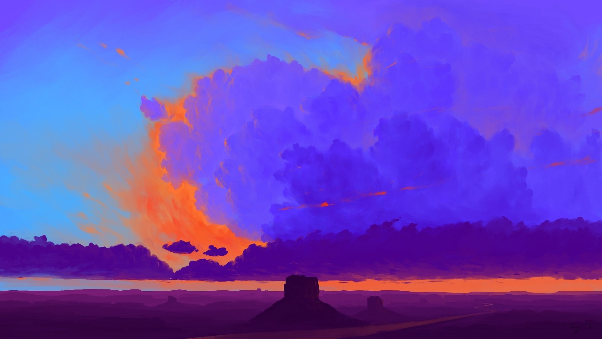 Download Sunset Cloud Sky Artistic Landscape HD Wallpaper by BisBiswas