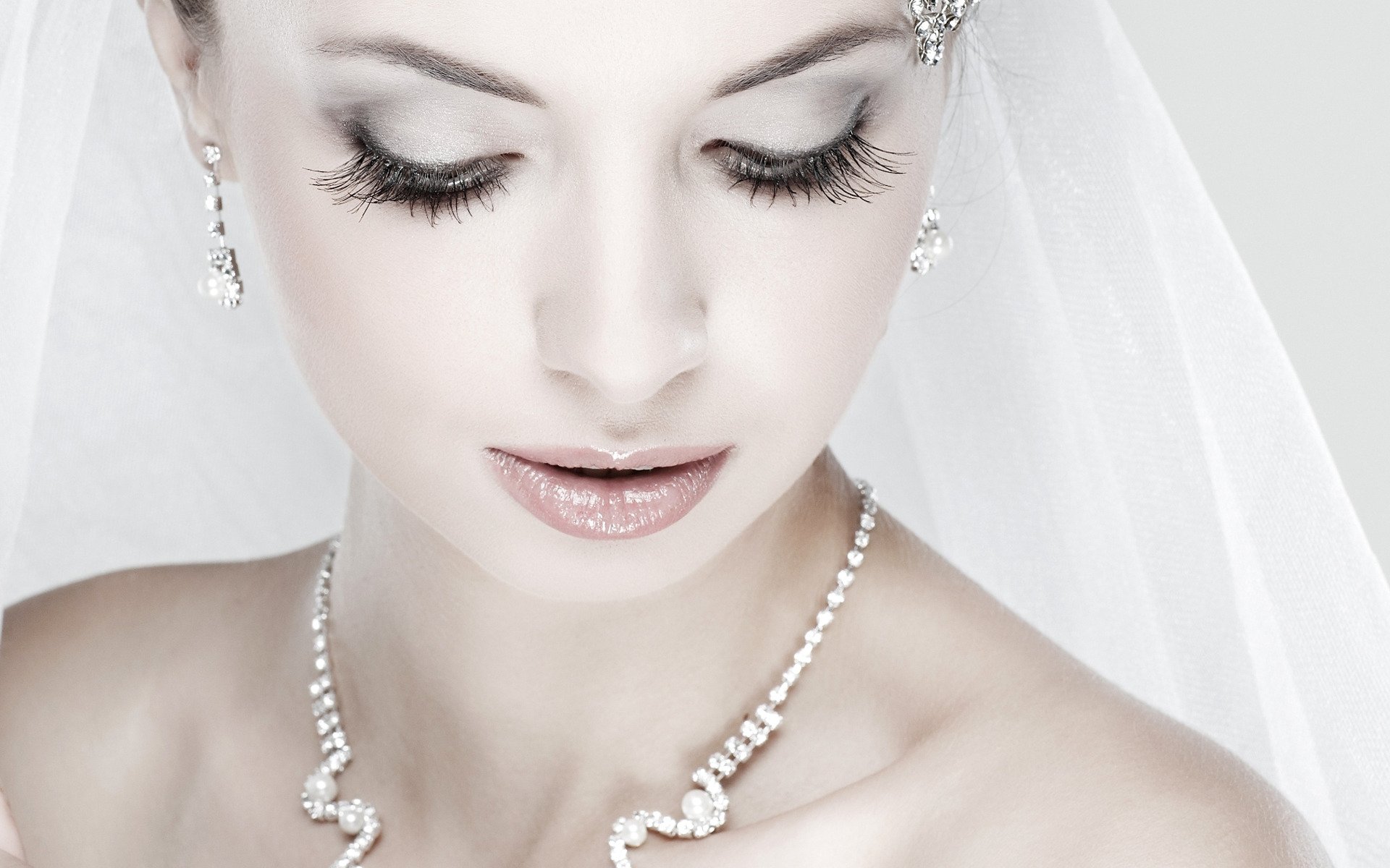 Download Makeup Veil Necklace Face Woman Bride HD Wallpaper
