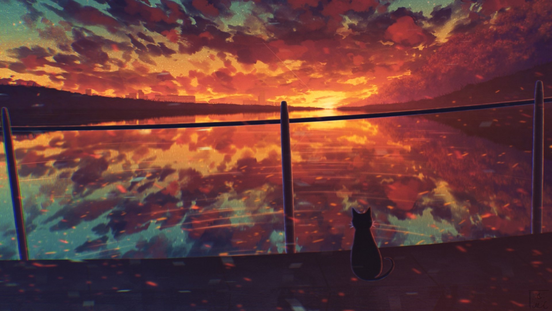 Download Sunset Cat Anime HD Wallpaper by Elizabeth Miloecute