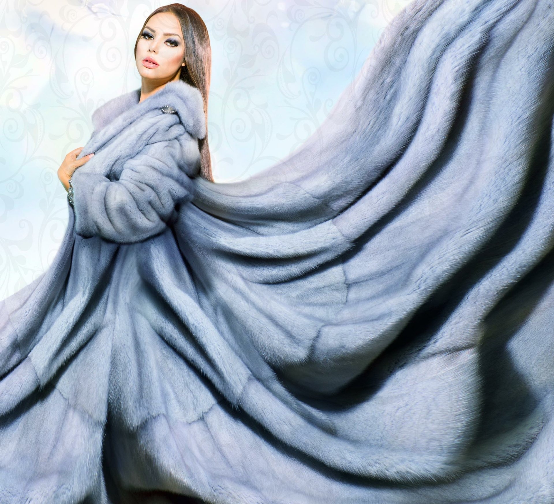 Download Long Hair Fur Anna Subbotina Woman Model HD Wallpaper