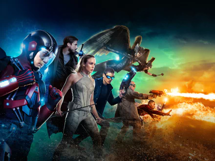 Carter Hall Rip Hunter White Canary (DC Comics) Sara Lance Kendra Sanders Firestorm (DC Comics) Captain Cold Atom (DC Comics) Hawkgirl (DC Comics) TV Show DC's Legends of Tomorrow HD Desktop Wallpaper | Background Image