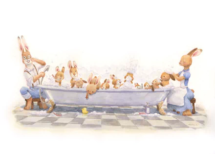 rabbit bath fantasy Animal Fantasy Animal HD Desktop Wallpaper | Background Image