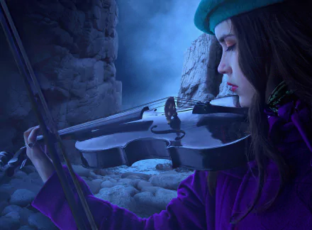 beret profile violin face music musician HD Desktop Wallpaper | Background Image