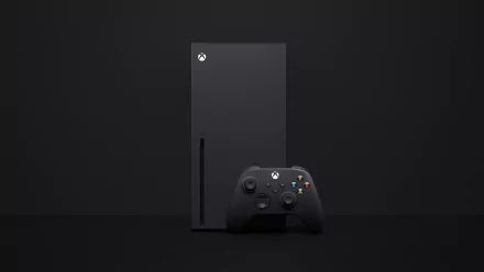 HD desktop wallpaper featuring an Xbox Series X console with its controller against a dark background.