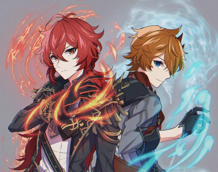 Diluc (Genshin Impact) Tartaglia Childe (Genshin Impact) video game Genshin Impact HD Desktop Wallpaper | Background Image