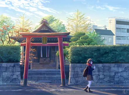 uniform Anime shrine HD Desktop Wallpaper | Background Image