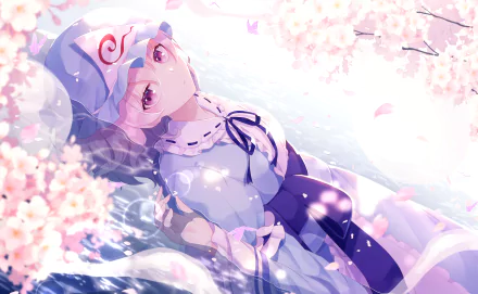 pink eyes hat Yuyuko Saigyouji Anime Touhou HD Desktop Wallpaper | Background Image