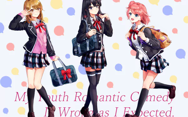 school uniform blue eyes brown eyes pink hair brown hair black hair short hair long hair Yui Yuigahama Yukino Yukinoshita Iroha Isshiki My Teen Romantic Comedy SNAFU Anime HD Desktop Wallpaper | Background Image