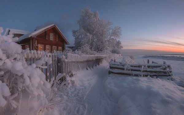 Photography Winter Snow House Fence Russia HD Wallpaper | Background Image