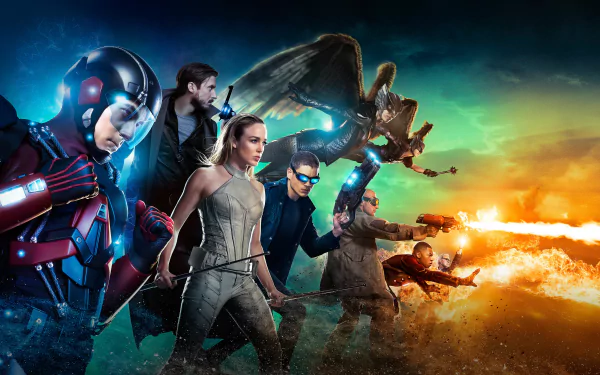 Carter Hall Rip Hunter White Canary (DC Comics) Sara Lance Kendra Sanders Firestorm (DC Comics) Captain Cold Atom (DC Comics) Hawkgirl (DC Comics) TV Show DC's Legends of Tomorrow HD Desktop Wallpaper | Background Image