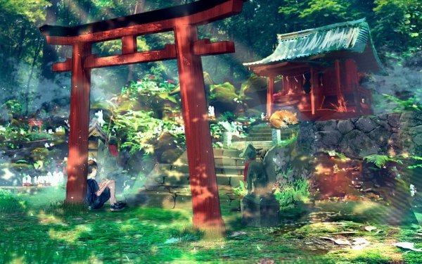 Anime Shrine Fox HD Wallpaper | Background Image