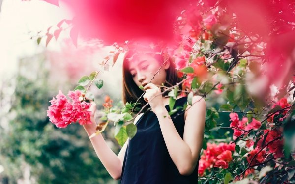 Women Asian Flower Mood HD Wallpaper | Background Image