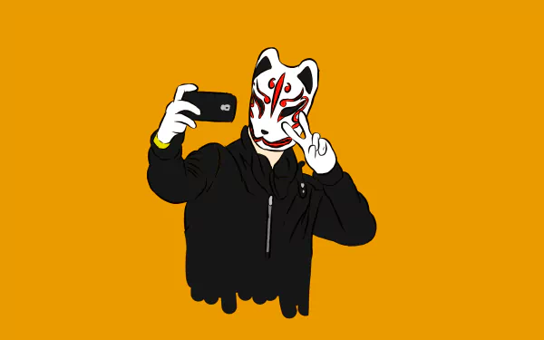 selfie kitsune artistic mask HD Desktop Wallpaper | Background Image