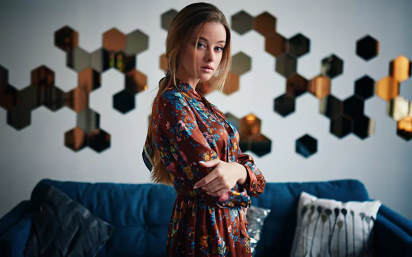 Maria Zhgenti dress blonde woman model HD Desktop Wallpaper | Background Image