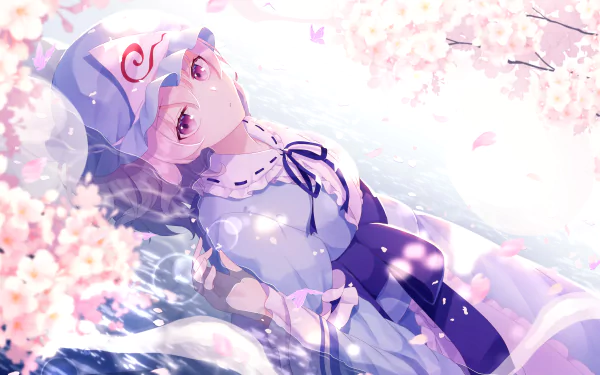 pink eyes hat Yuyuko Saigyouji Anime Touhou HD Desktop Wallpaper | Background Image
