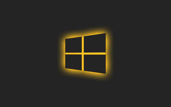 Glowing Windows logo with a sleek, modern design against a dark background, rendered in 4K Ultra HD for a sharp, high-tech desktop wallpaper.