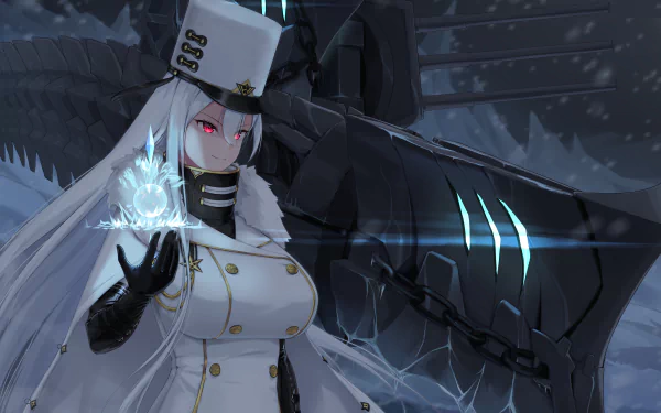 white hair red eyes long hair hat Sovetskaya Rossiya (Azur Lane) Anime Azur Lane HD Desktop Wallpaper | Background Image