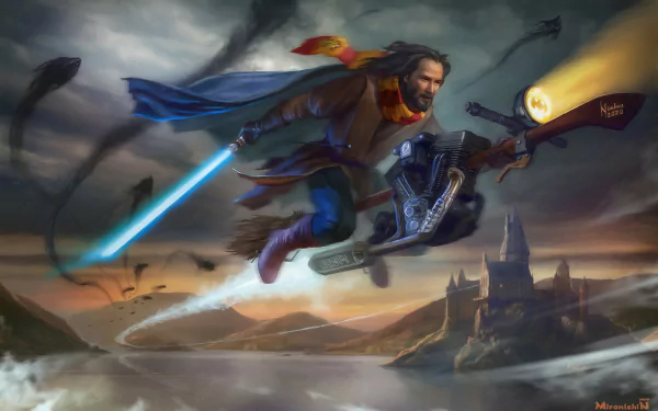 Jedi Keanu Reeves Dementor (Harry Potter) movie crossover HD Desktop Wallpaper | Background Image