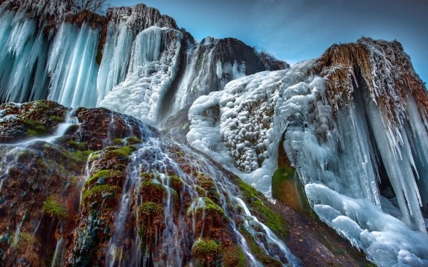 Nature Winter Waterfall Ice HD Wallpaper | Background Image