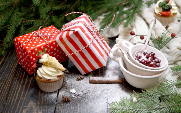 cranberry cupcake gift berry holiday Christmas HD Desktop Wallpaper | Background Image