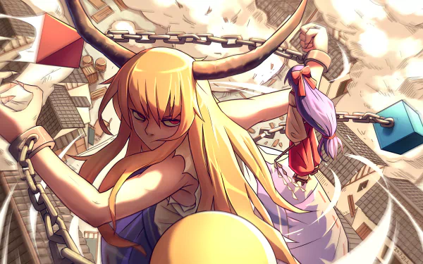 Reimu Hakurei Suika Ibuki Anime Touhou HD Desktop Wallpaper | Background Image