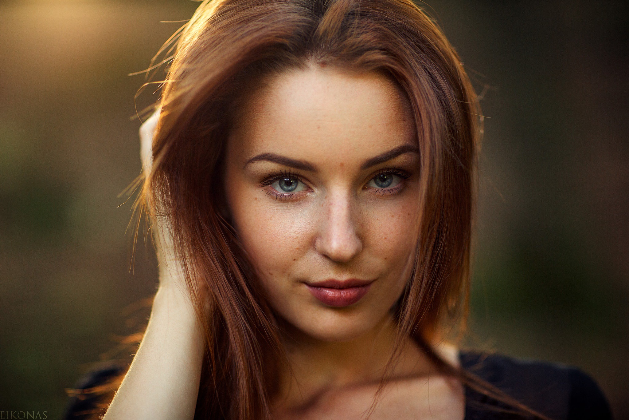 Download Blue Eyes Redhead Face Stare Woman Model HD Wallpaper by EIKONAS