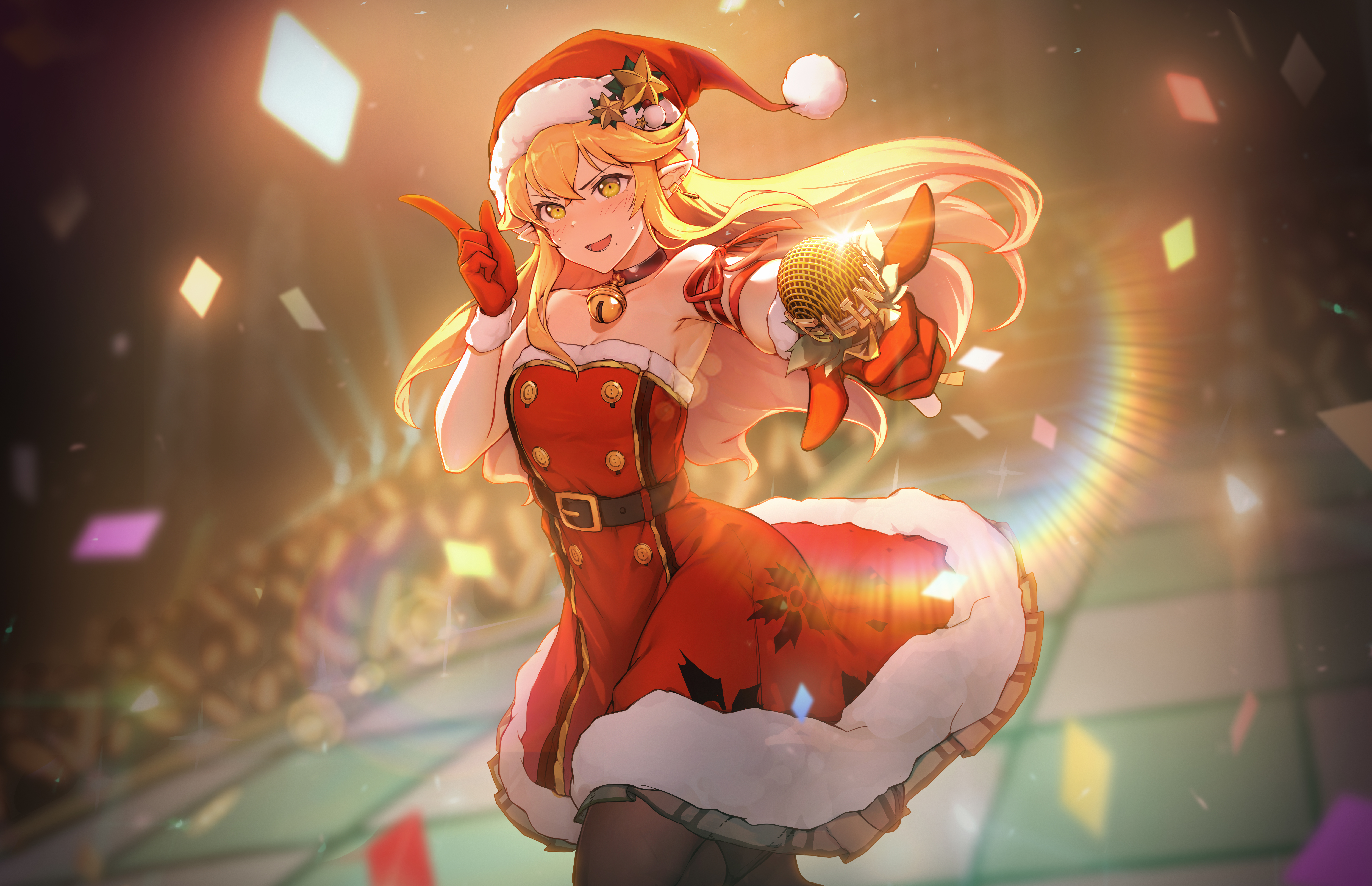 Female anime character wearing santa hat and dress HD wallpaper | Wallpaper  Flare