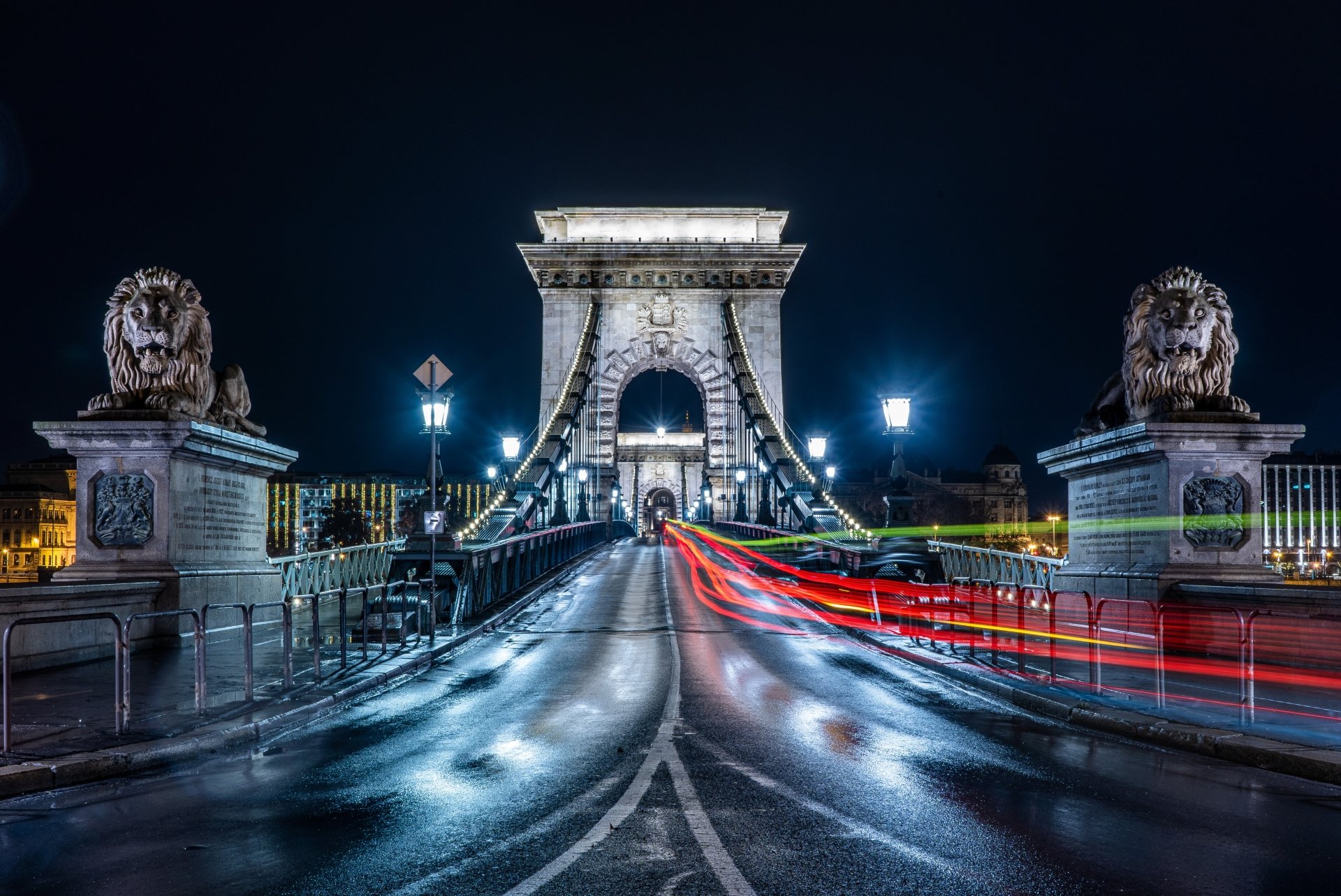 Download Road Time Lapse Night Budapest Light Man Made Chain Bridge 4k Ultra HD Wallpaper