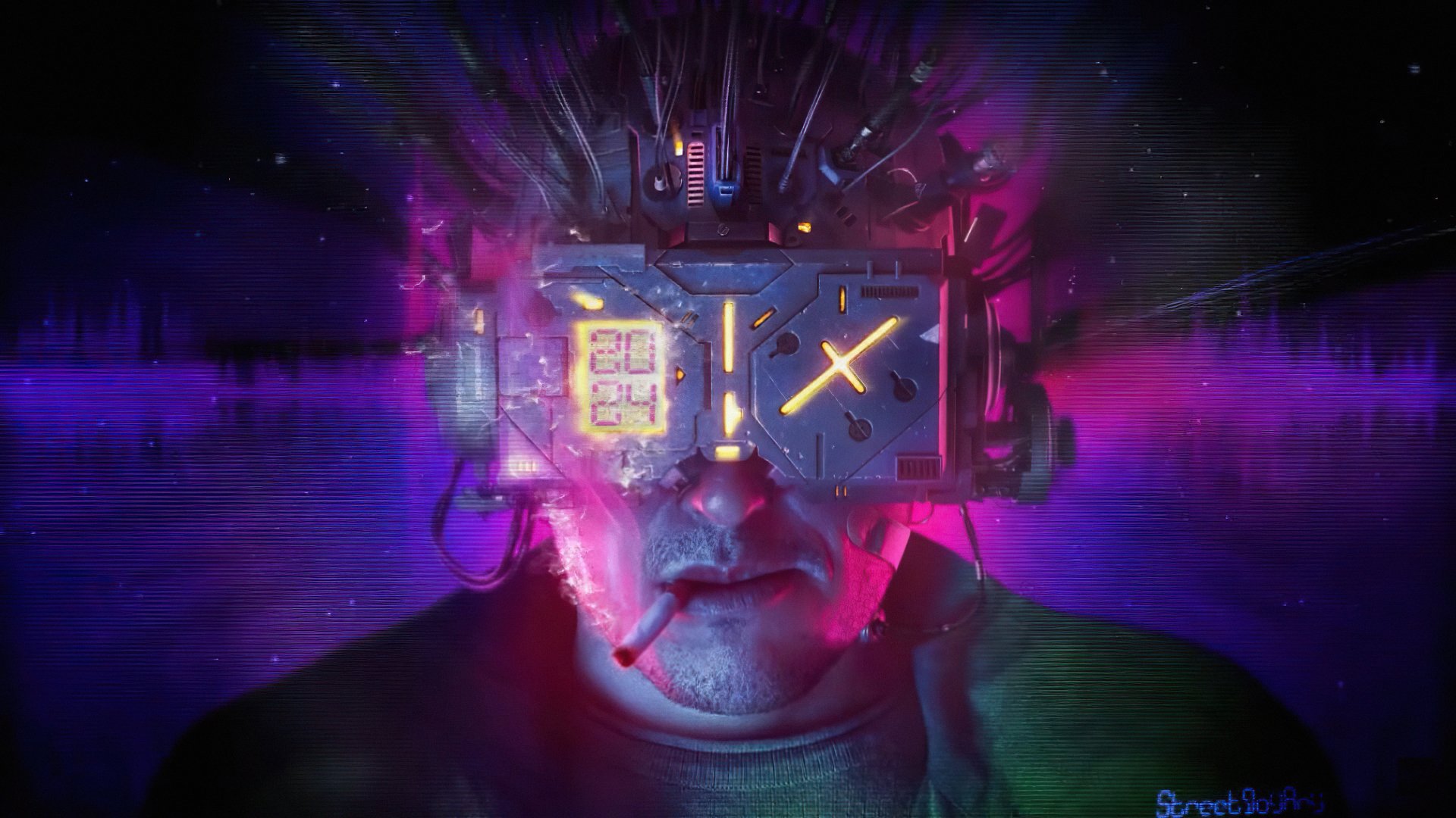 Download Cyborg Smoking Futuristic Sci Fi Cyberpunk 4k Ultra HD Wallpaper