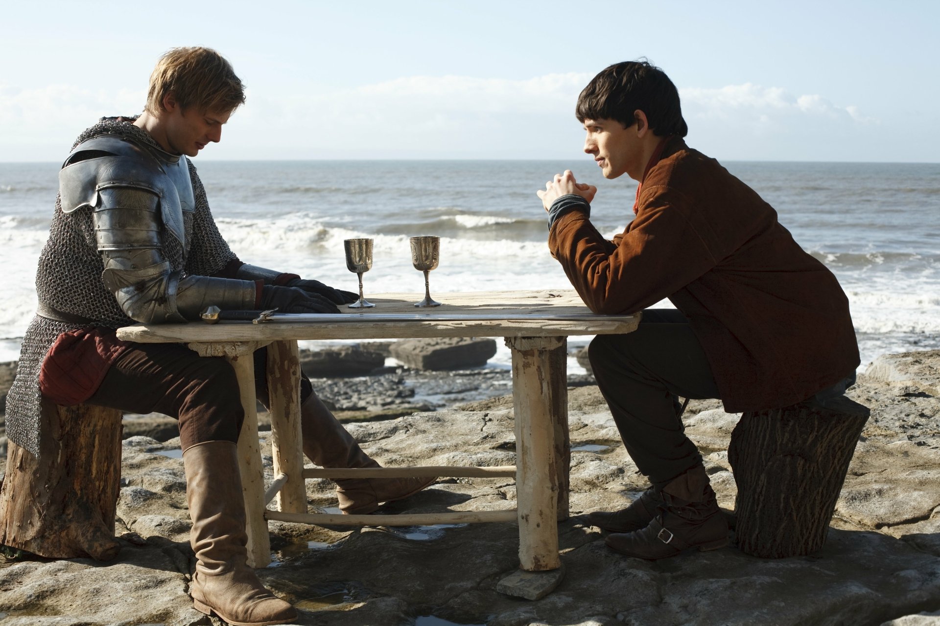 Download Bradley James Colin Morgan Arthur (Merlin) Merlin (Merlin) TV Show Merlin (2008) 4k Ultra HD Wallpaper