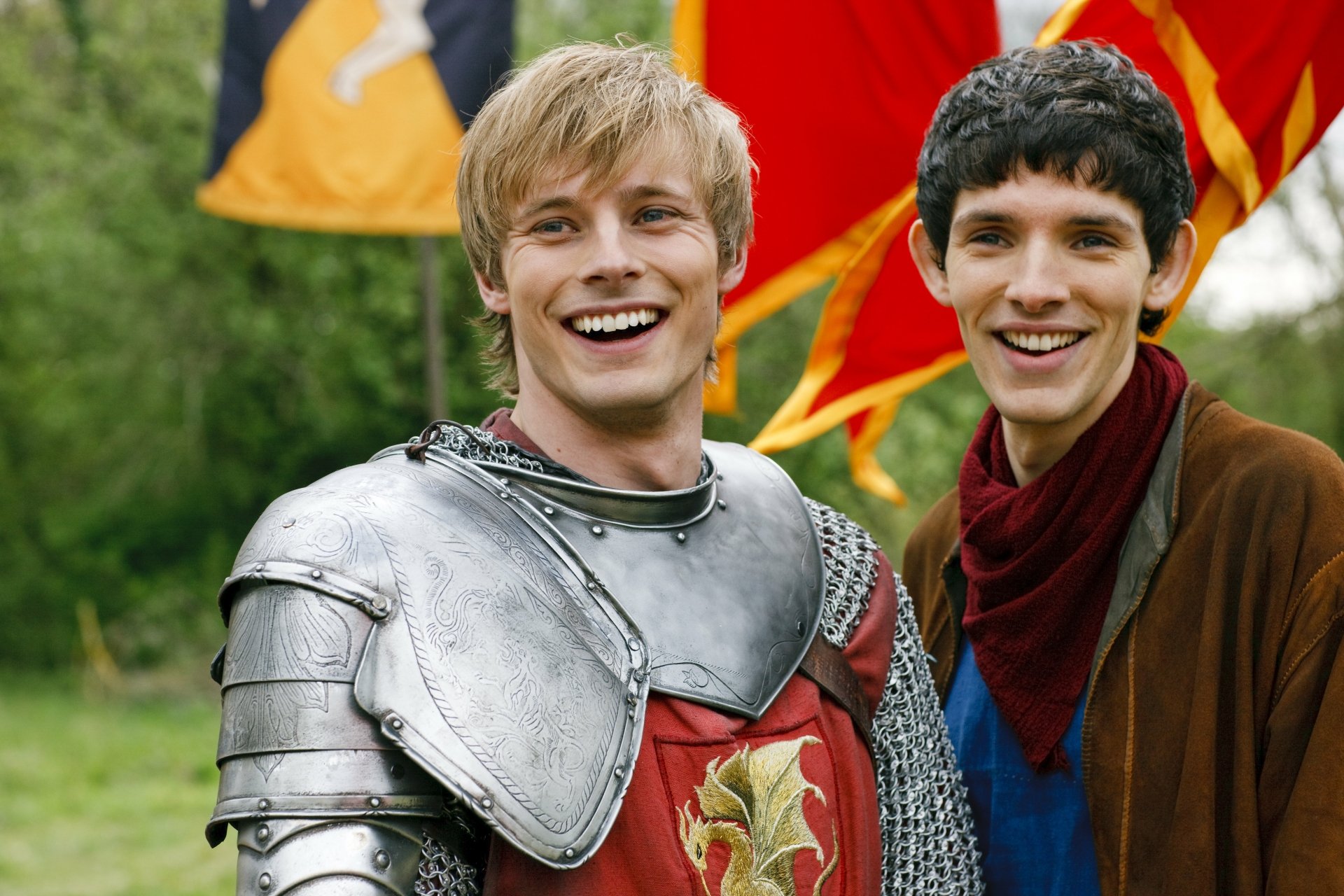 Download Bradley James Colin Morgan Merlin (Merlin) Arthur (Merlin) TV Show Merlin (2008) 4k Ultra HD Wallpaper