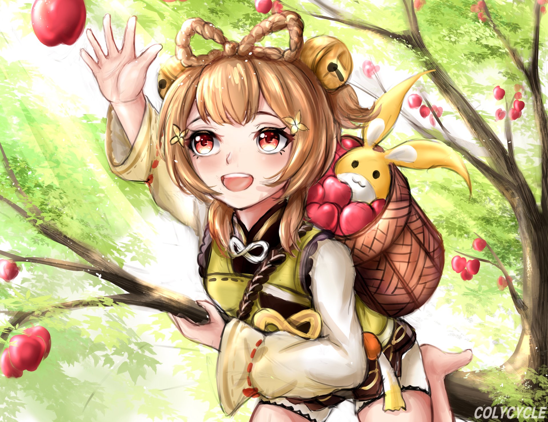 Download Red Eyes Brown Hair Yaoyao (Genshin Impact) Video Game Genshin Impact HD Wallpaper by Colycycle