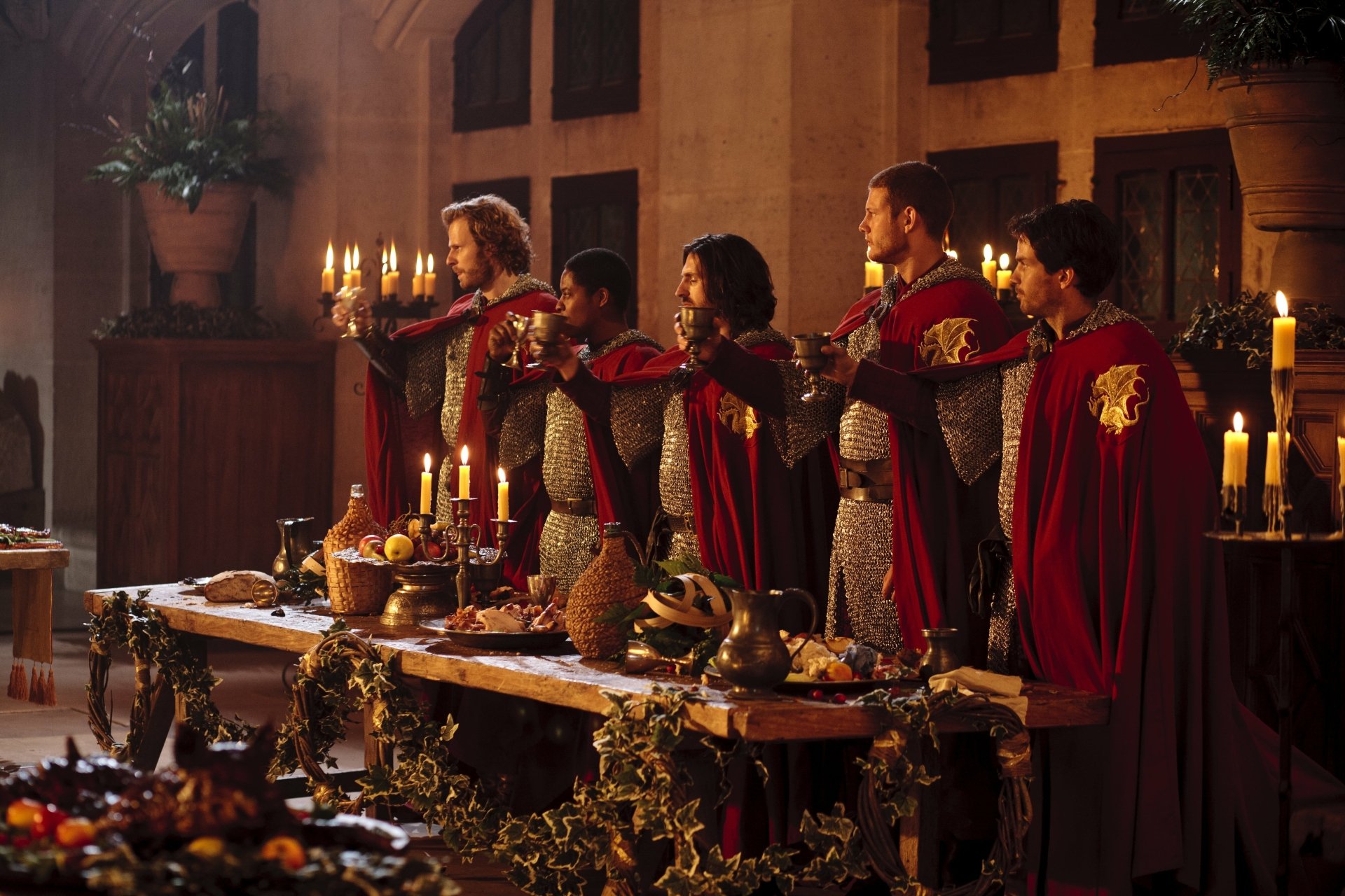 Download Santiago Cabrera Lancelot (Merlin) Tom Hopper Percival (Merlin) Eoin Macken Gwaine (Merlin) Adetomiwa Edun Elyan (Merlin) Rupert Young Leon (Merlin) TV Show Merlin (2008) 4k Ultra HD Wallpaper