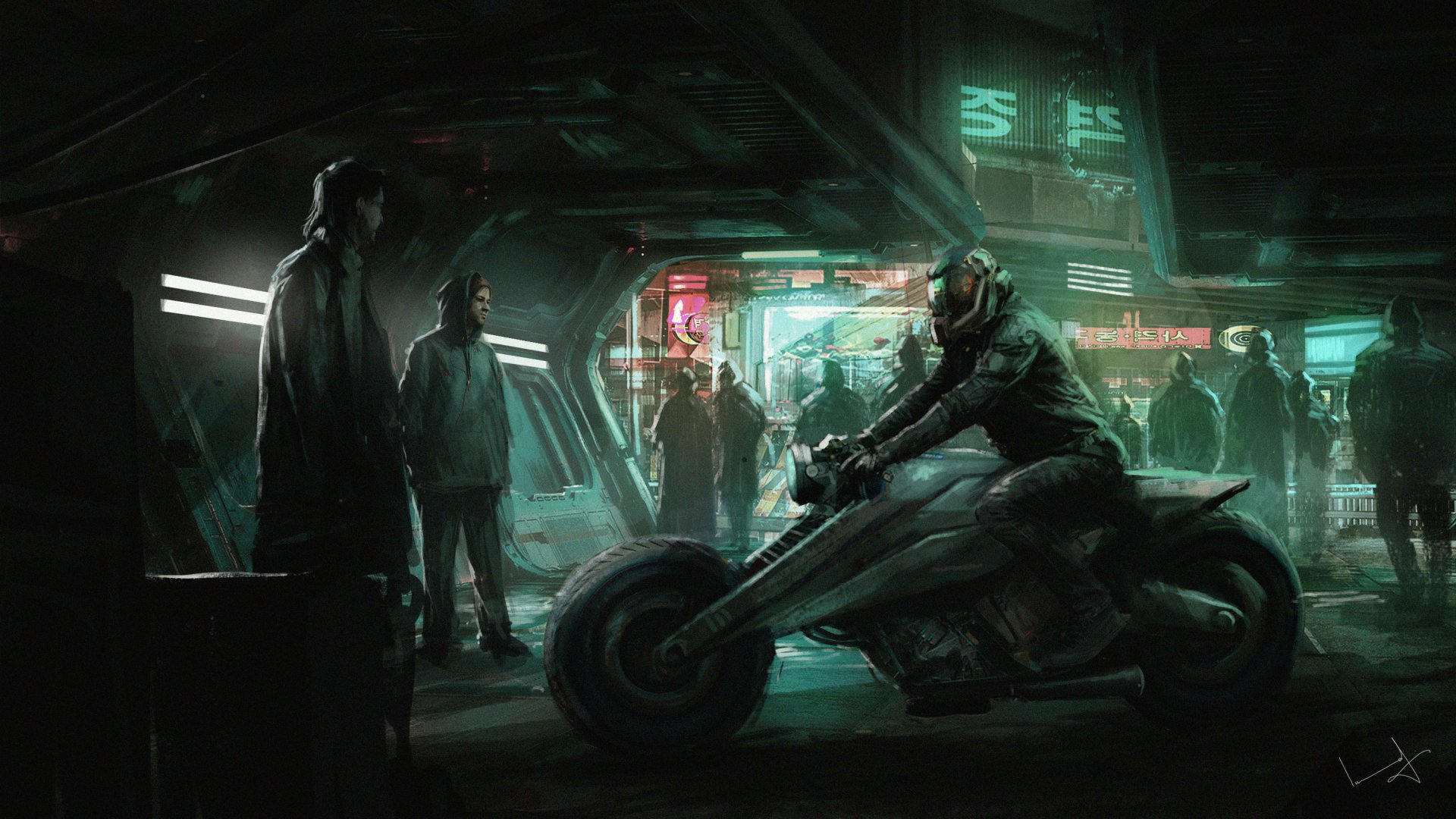 Download Motorcycle Sci Fi Cyberpunk HD Wallpaper by Imad Awan