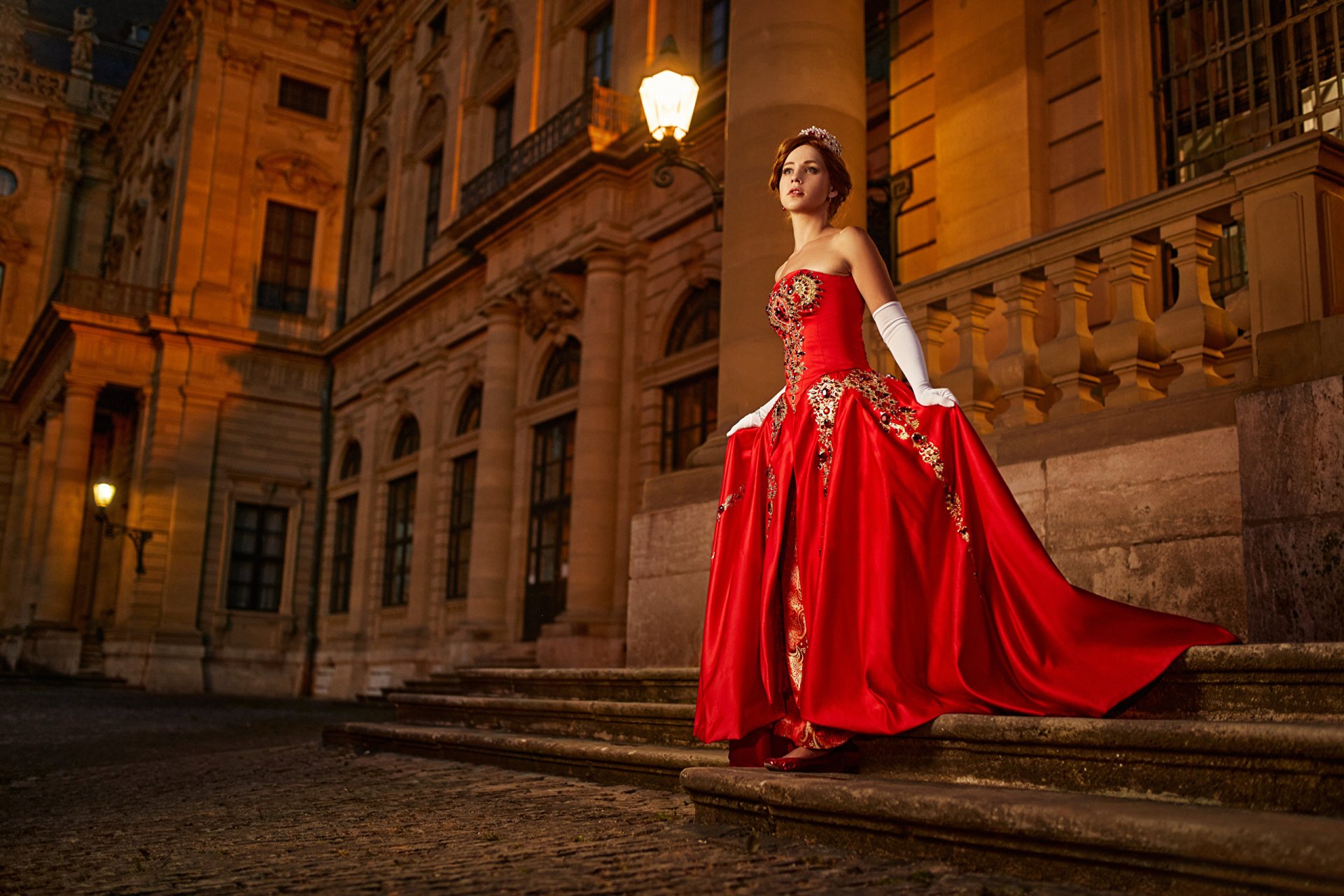 Download Redhead Red Dress Woman Model HD Wallpaper by Mikhail Davydov