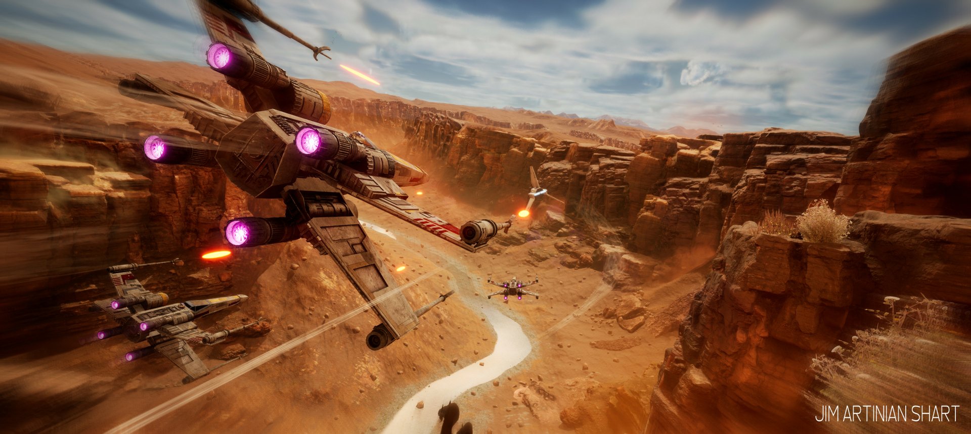 Star Wars HD: X-Wing Chase Through Box Canyon with Imperial