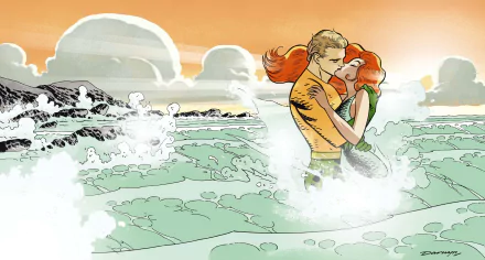 blonde red hair kiss Mera (DC Comics) Arthur Curry Comic Aquaman HD Desktop Wallpaper | Background Image