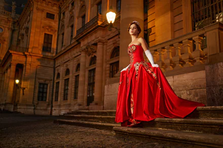 redhead red dress woman model HD Desktop Wallpaper | Background Image