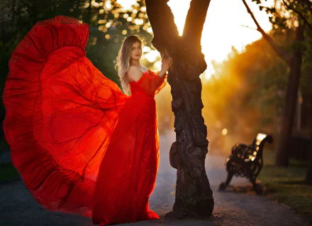 red dress blonde woman model HD Desktop Wallpaper | Background Image