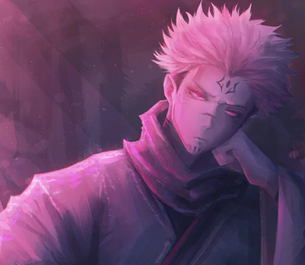 A striking HD wallpaper featuring Sukuna from Jujutsu Kaisen, showcasing a moody and captivating portrayal of the character in rich, vibrant colors.